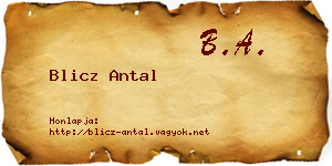 Blicz Antal névjegykártya